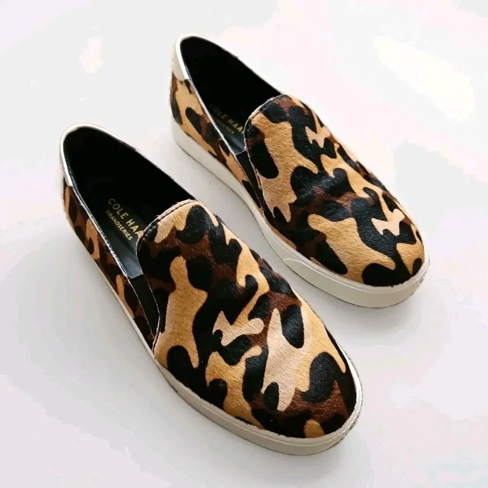 COLE HAAN GrandPro Spectator 2.0 Slip-On Sneaker Shoes Camo Hair Calf $130 Sz 8